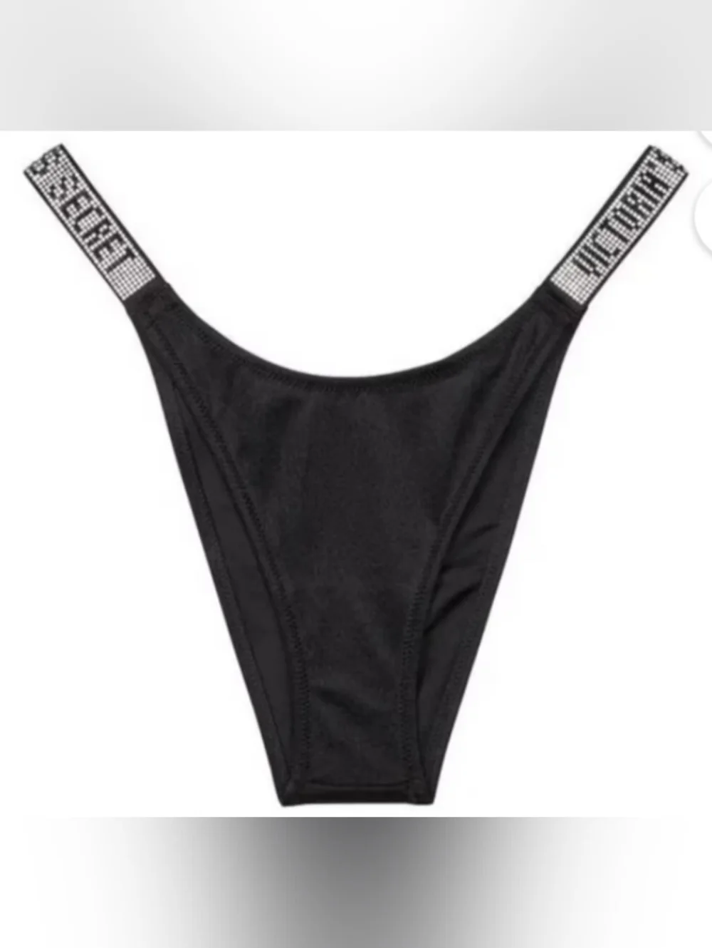 M L XL XXL VS Swim Shine Strap Brazilian Bikini Bottom Black
